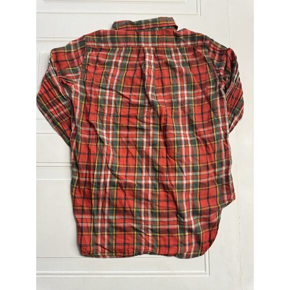 Ralph Lauren Denim & Supply RL Boyfriend Red Green Plaid Button Up Shirt Size M - Picture 5 of 5